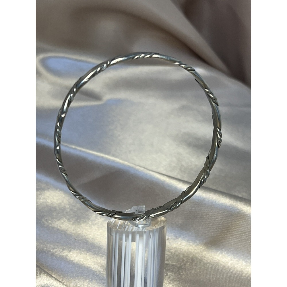 Vintage Taxco Sterling Silver 925 Rope Detail Bangle Bracelet Minimalist Design - Picture 12 of 13